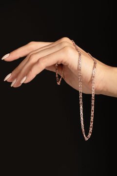Kuşgözü Model Gümüş Zincir 3,25 mm Genişlik 55 Cm - Rose Rengi