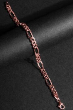 Figaro Model Gümüş 6,20 mm Genişlik Bileklik 20 Cm - Rose Rengi