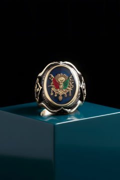 Küçük Boy Zambak Devlet Arması Mineli Gümüş Yüzük