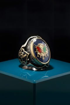 Küçük Boy Zambak Devlet Arması Mineli Gümüş Yüzük