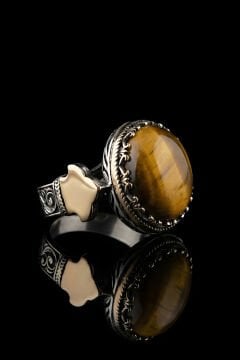 Enderun Model Kaplangözü Taşlı Gümüş  Erkek Yüzük