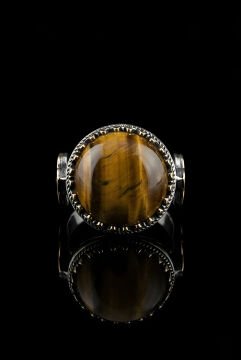 Enderun Model Kaplangözü Taşlı Gümüş  Erkek Yüzük