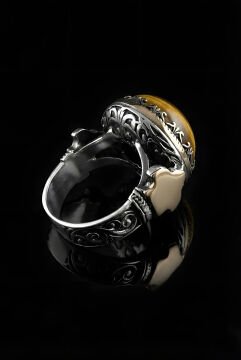 Enderun Model Kaplangözü Taşlı Gümüş  Erkek Yüzük