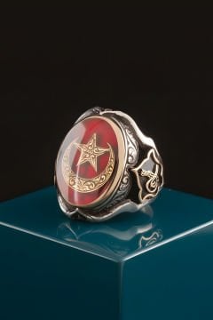 Küçük Boy Zambak Model Ay Yıldız Mineli Yüzük