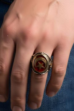 Küçük Boy Zambak Model Ay Yıldız Mineli Yüzük