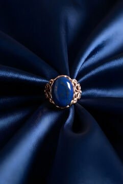 Rumi Model Lapis Lazuli Taşlı El İşi Gümüş Yüzük 24 - Rose Rengi