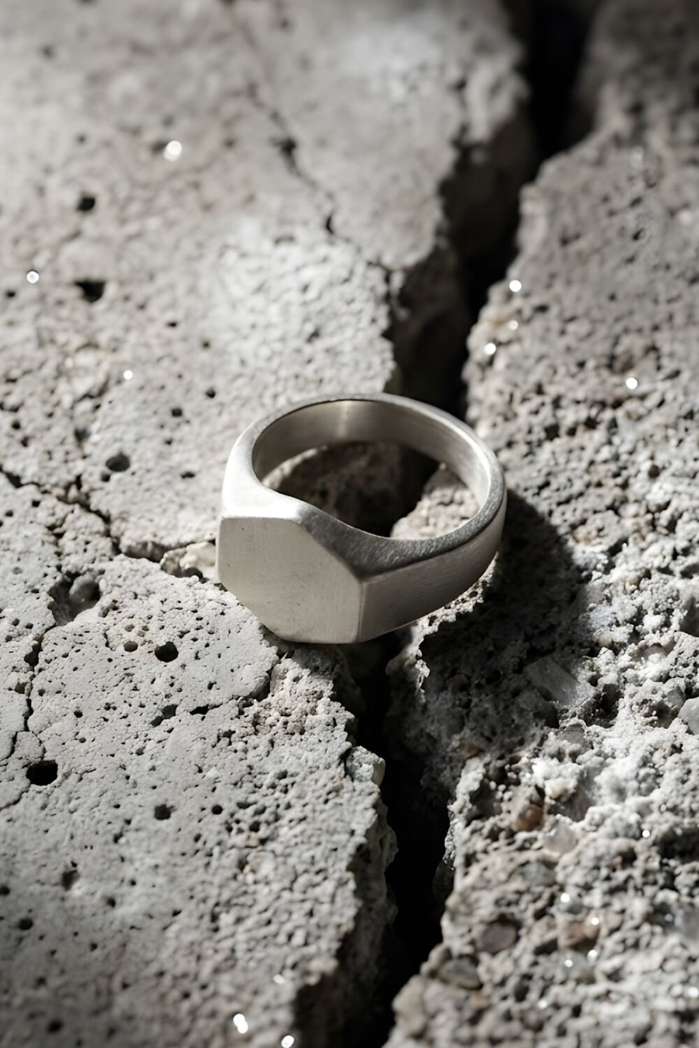 Altıgen Model Mat Gümüş Erkek Şövalye Yüzüğü