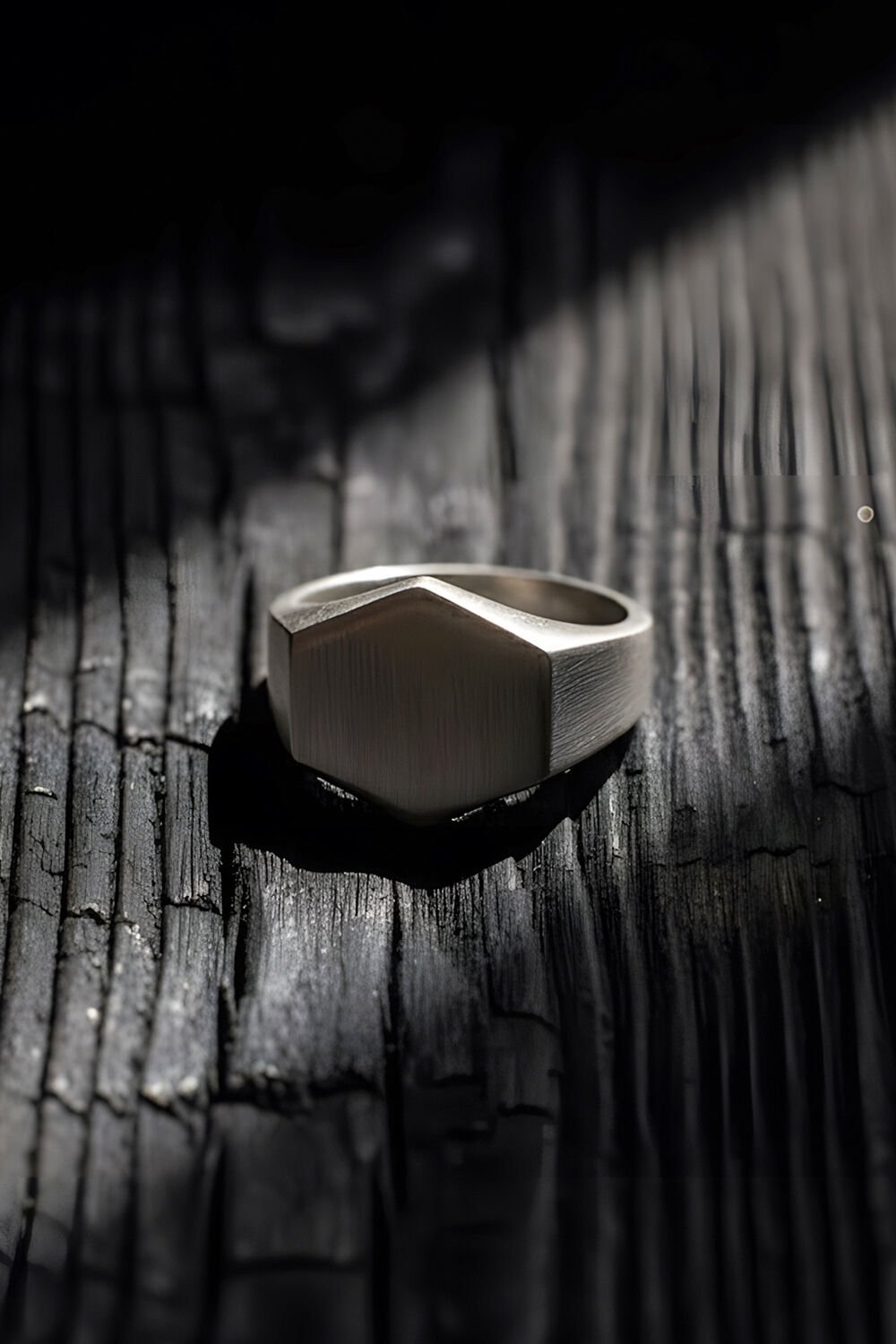 Altıgen Model Mat Gümüş Erkek Şövalye Yüzüğü