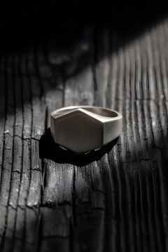 Altıgen Model Mat Gümüş Erkek Şövalye Yüzüğü