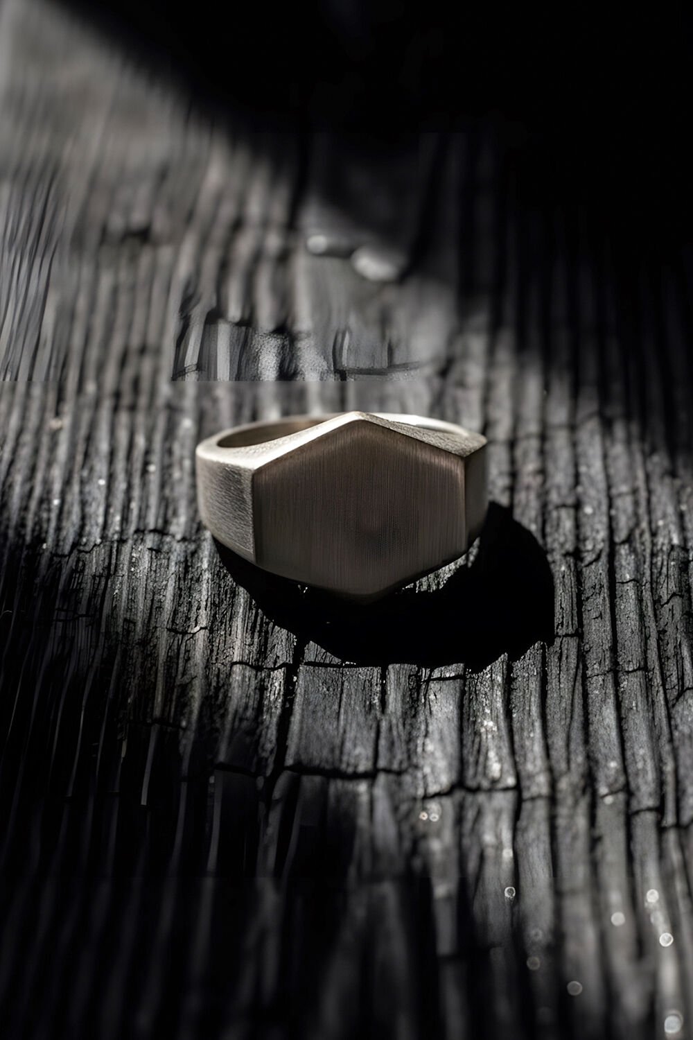 Altıgen Model Mat Gümüş Erkek Şövalye Yüzüğü