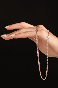 Nonna Model Gümüş Zincir 3,75 mm Genişlik 60 Cm - Rose Rengi