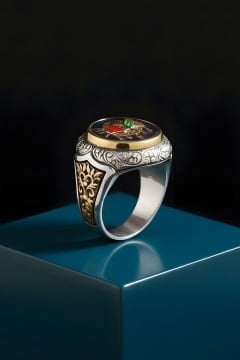 Devlet Arması Desenli Mineli Alemdar Model Yüzük