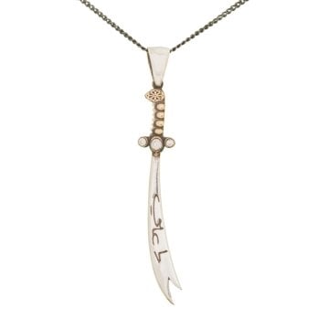 Küçük Boy Hz. Ali Yazılı Zülfikar Gümüş Kolye