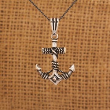 Gemi Çapası Gümüş Kolye