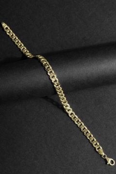 Gurmet Model Gümüş 6,10 mm Genişlik Bileklik 19 Cm - Altın Rengi