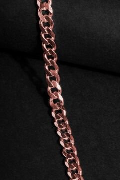 Gurmet Model Gümüş 6,10 mm Genişlik Bileklik 19 Cm - Rose Rengi