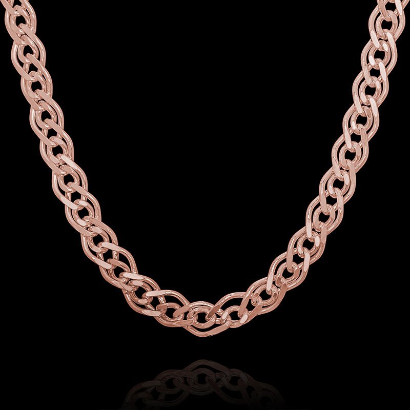 Nonna Model Gümüş Zincir 4,85 mm Genişlik 55 Cm - Rose Rengi