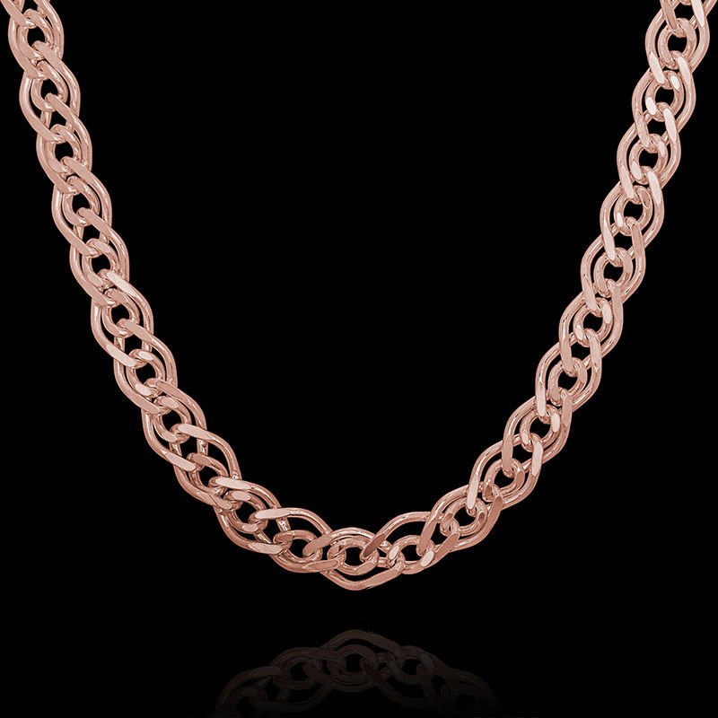 Nonna Model Gümüş Zincir 4,85 mm Genişlik 60 Cm - Rose Rengi