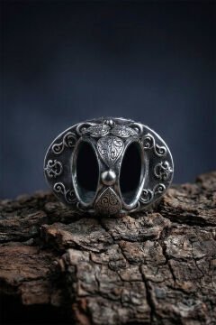 Büyük Boy Oniks Taşlı Özel Tasarım Erkek Gümüş Yüzük