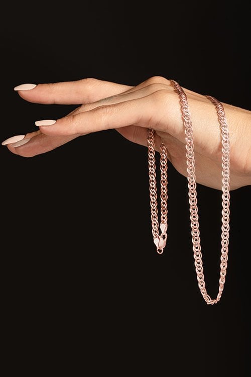 Nonna Model Gümüş Zincir 4,85 mm Genişlik 65 Cm - Rose Rengi