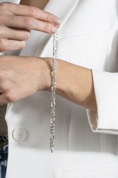 Figaro Model Gümüş 6,60 mm Genişlik Bileklik