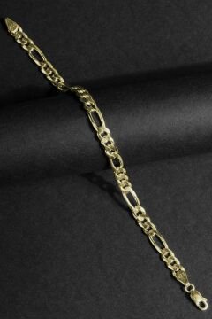 Figaro Model Gümüş 6,60 mm Genişlik Bileklik 16 Cm - Altın Rengi
