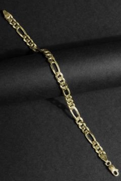Figaro Model Gümüş 6,60 mm Genişlik Bileklik 18 Cm - Altın Rengi