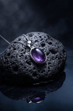 Ametist Renk Zirkon Taşlı Minimal Gümüş Kolye
