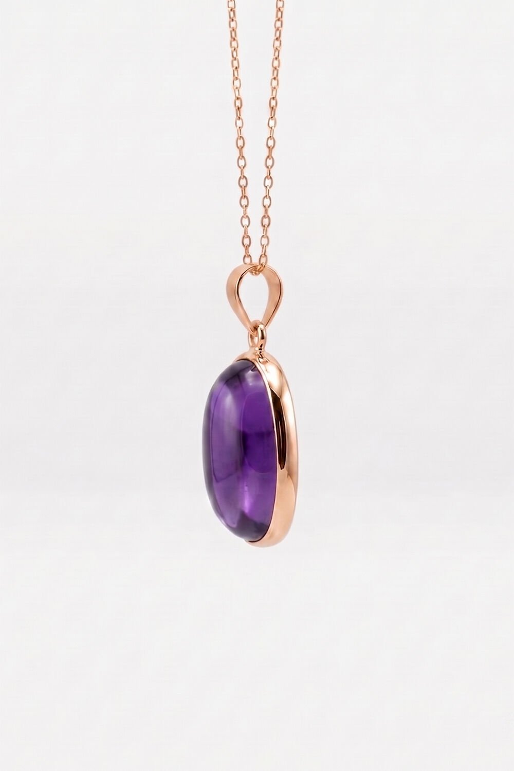 Ametist Renk Zirkon Taşlı Minimal Gümüş Kolye Rose Rengi