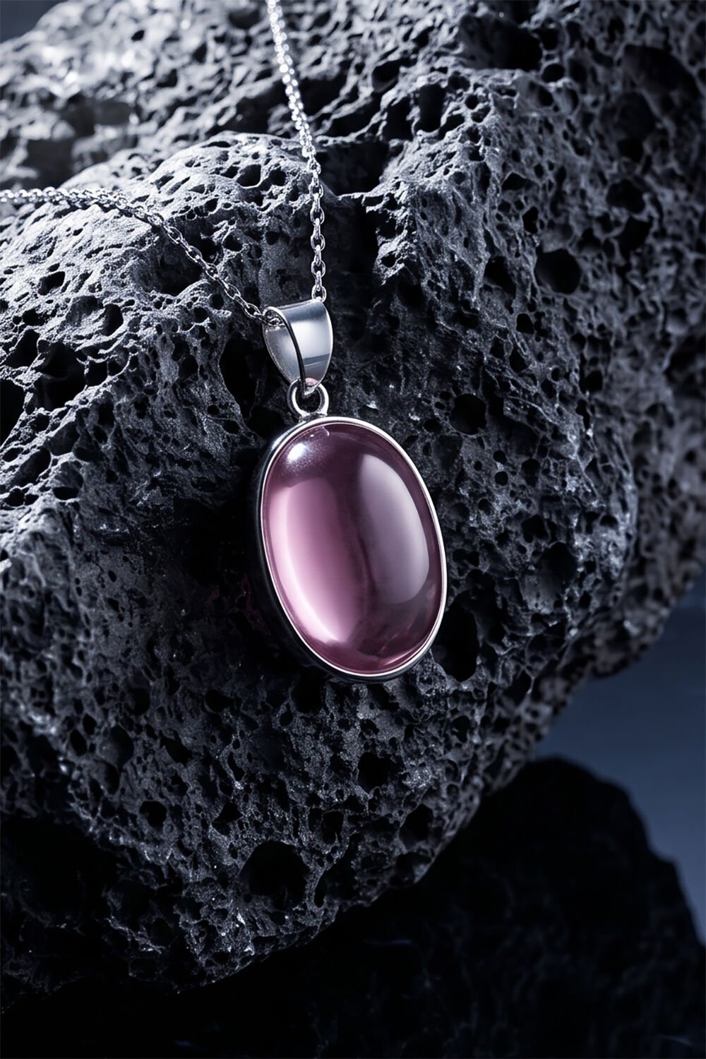 Pembe Renk Zirkon Taşlı Minimal Gümüş Kolye