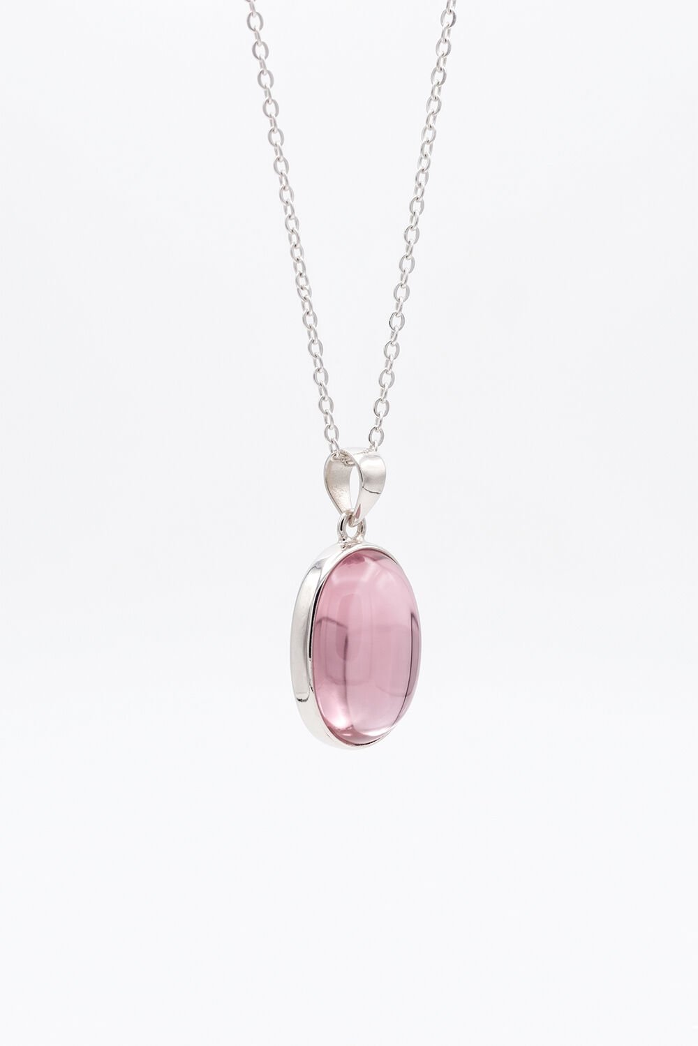 Pembe Renk Zirkon Taşlı Minimal Gümüş Kolye