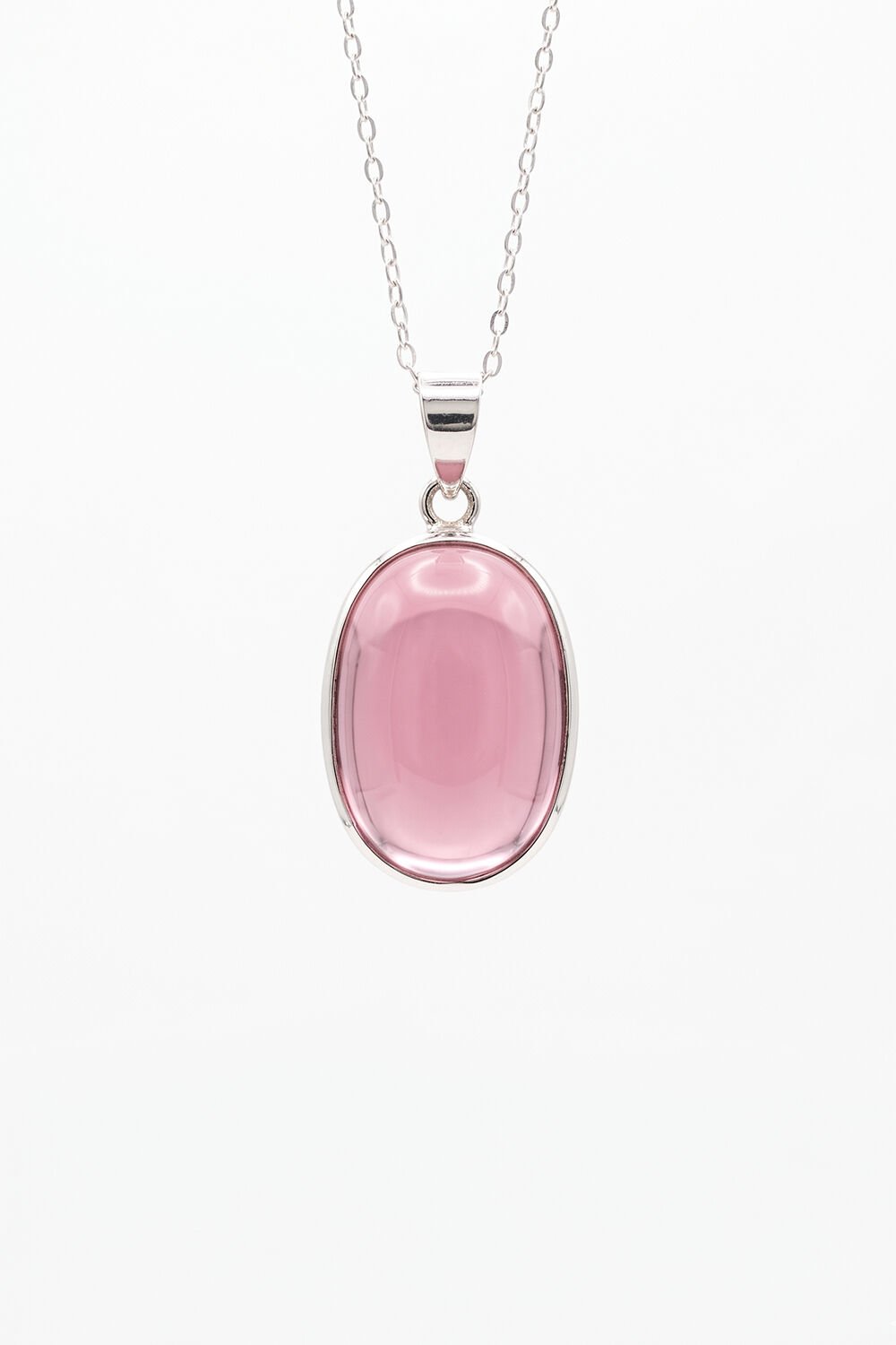 Pembe Renk Zirkon Taşlı Minimal Gümüş Kolye