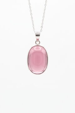 Pembe Renk Zirkon Taşlı Minimal Gümüş Kolye