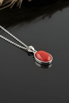 Mercan Taşlı El İşi Minimal Model Gümüş 3'lü Set