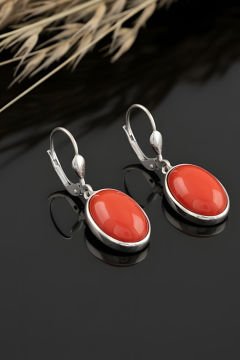 Mercan Taşlı El İşi Minimal Model Gümüş 3'lü Set