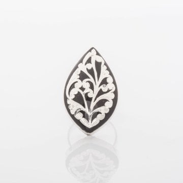 Oltu Taşlı Erzurum Kalem İşlemeli Gümüş Yüzük