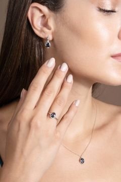 Mistik Topaz Taşlı Minimal Gümüş Kadın Takı Seti Gümüş Rengi - 15