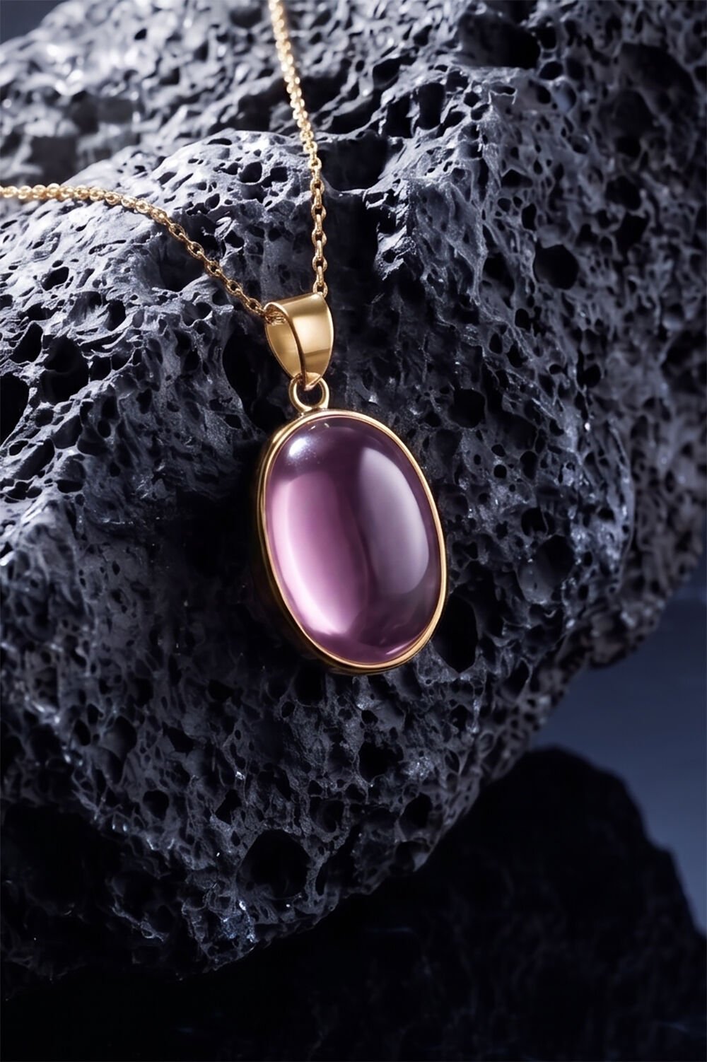 Pembe Renk Zirkon Taşlı Minimal Gümüş Kolye Altın Rengi