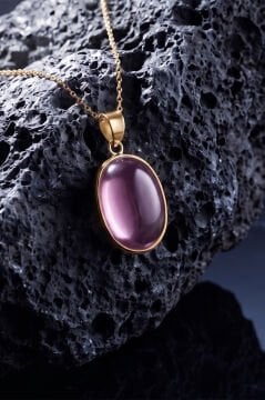 Pembe Renk Zirkon Taşlı Minimal Gümüş Kolye Altın Rengi