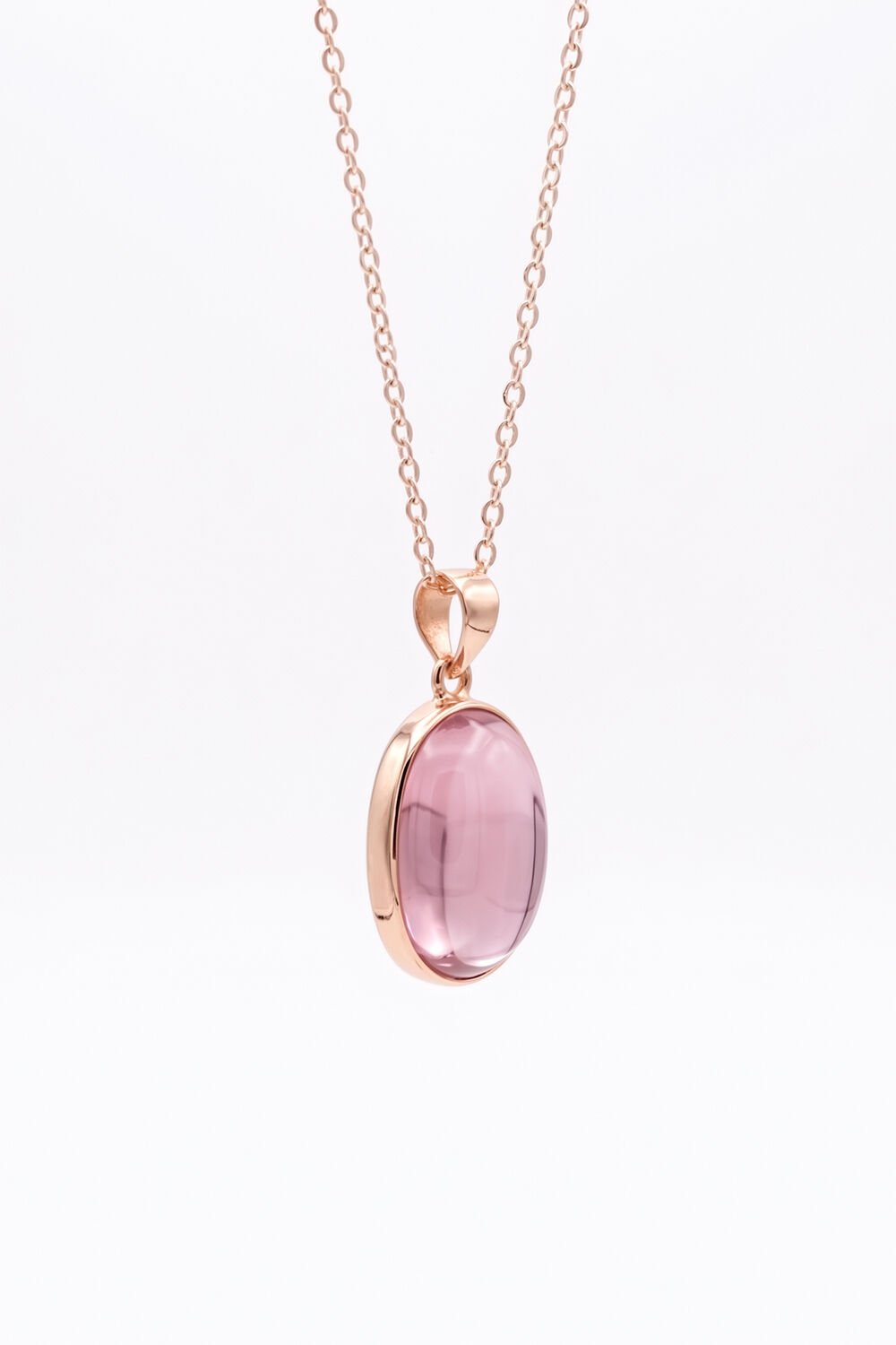 Pembe Renk Zirkon Taşlı Minimal Gümüş Kolye Rose Rengi