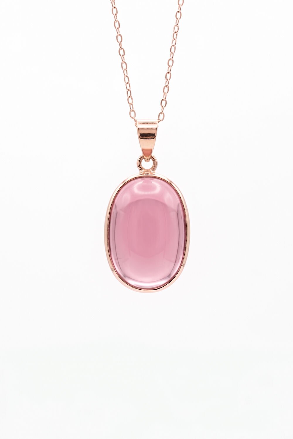 Pembe Renk Zirkon Taşlı Minimal Gümüş Kolye Rose Rengi