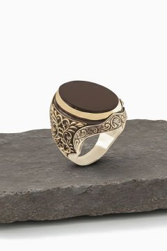 Oniks Taşlı Berceste Model Gümüş Erkek Yüzük