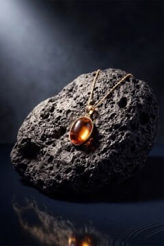Turuncu Renk Zirkon Taşlı Minimal Gümüş Kolye Altın Rengi