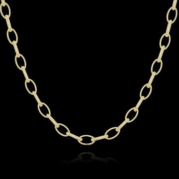 Oval Doch Model Gümüş Zincir 3,30 mm Genişlik 55 Cm - Altın Rengi