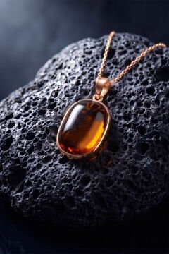 Turuncu Renk Zirkon Taşlı Minimal Gümüş Kolye Rose Rengi