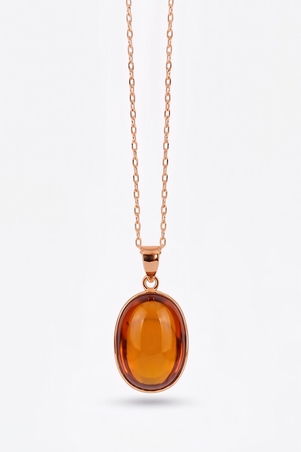 Turuncu Renk Zirkon Taşlı Minimal Gümüş Kolye Rose Rengi
