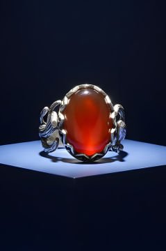 Ağaç Model Akik Taşlı El İşi Gümüş Yüzük