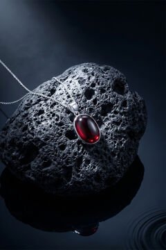 Yakut Renk Zirkon Taşlı Minimal Gümüş Kolye