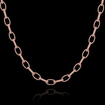 Oval Doch Model Gümüş Zincir 3,30 mm Genişlik 55 Cm - Rose Rengi