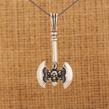 Kuru Kafalı Balta Model Gümüş Kolye